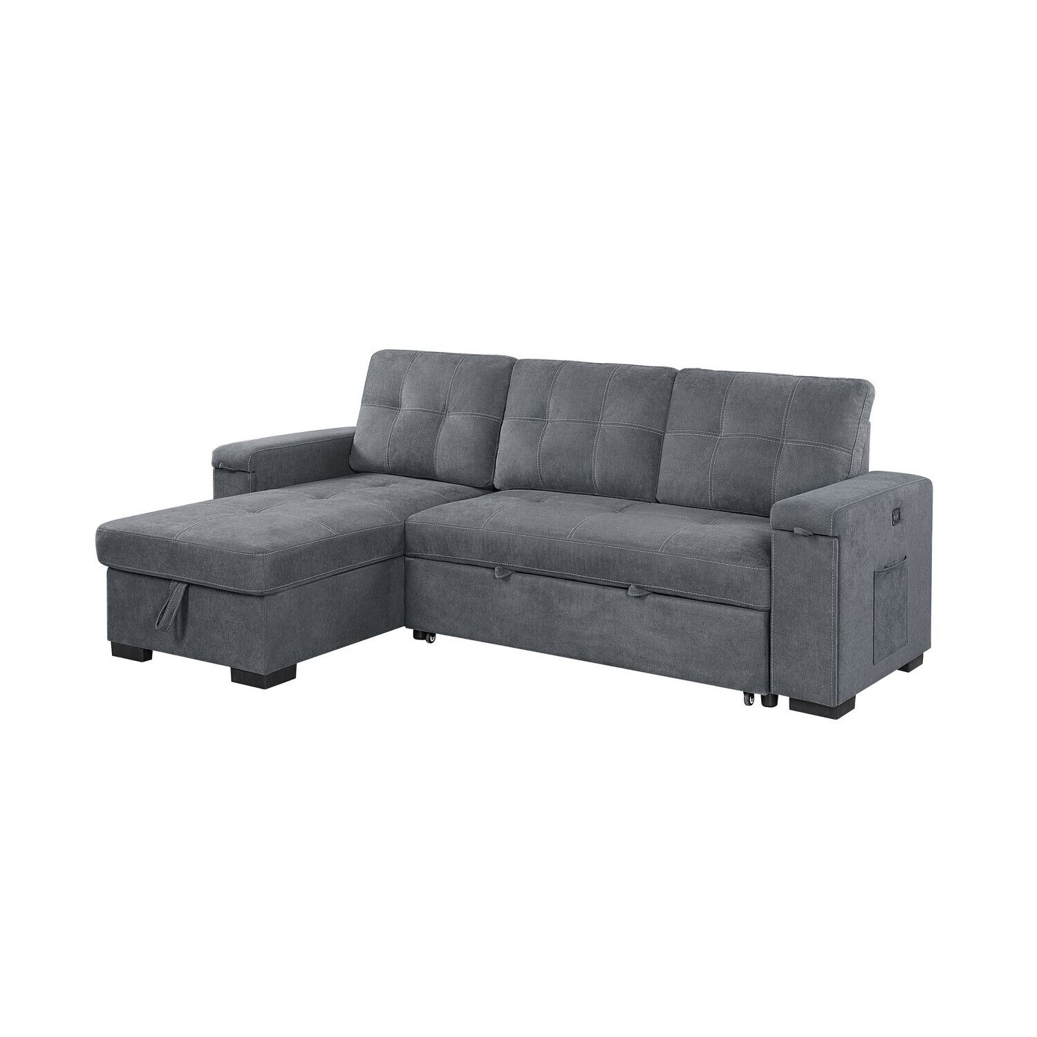 Maykoosh Retro Renaissance Gray Woven Fabric Reversible Sleeper ... regarding How to choose the right sectional with practical features