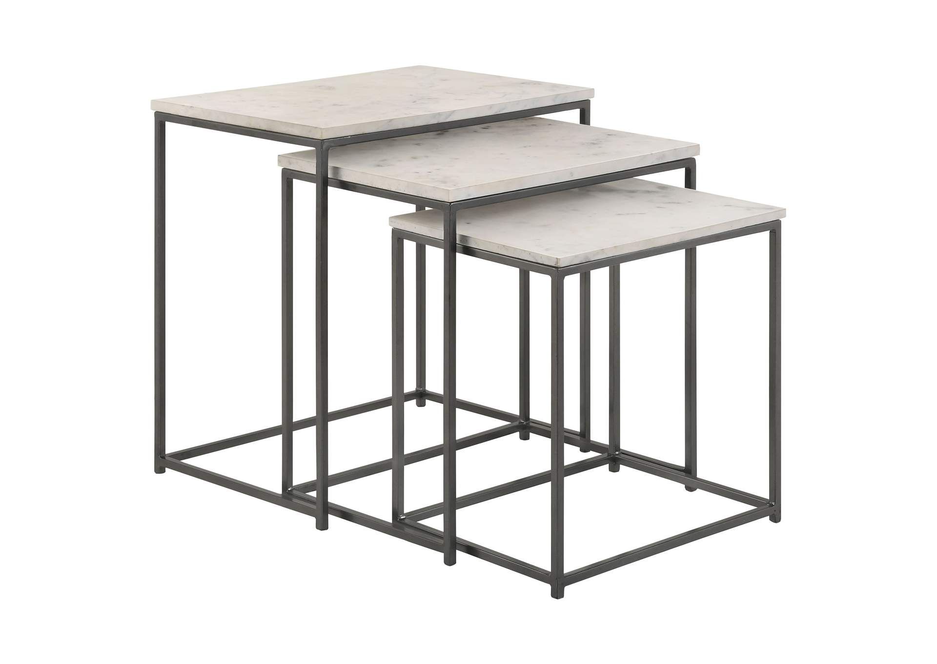 Medora 3-Piece Marble Top Nesting Table Set White intended for Ellery Marble Nesting Tables