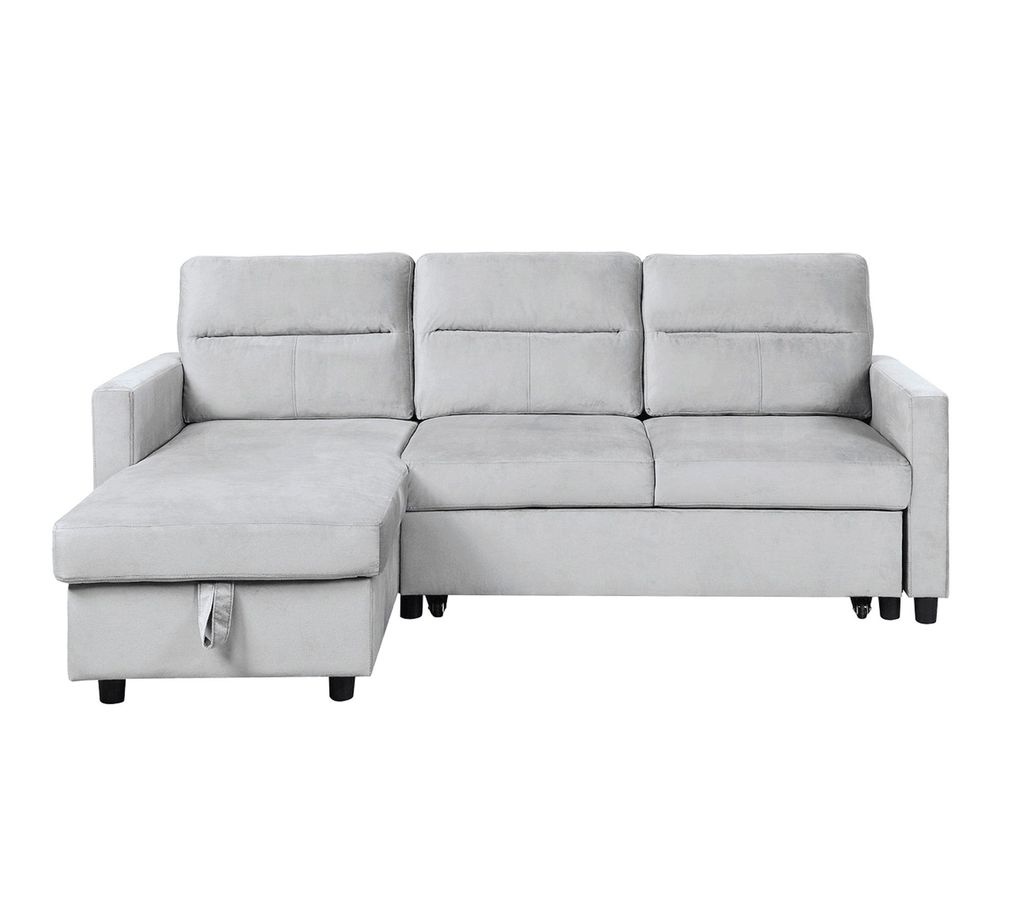 Mercer41 Ivy 81.5" Velvet Reversible Sleeper Sectional Sofa With ... in Ivy Black Velvet Reversible Sleeper Sectional Sofa A Game-Changer for Living Room Design