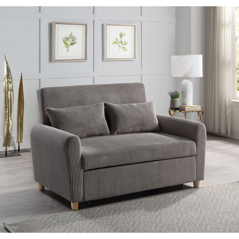 Mercer41 Justine 54" Brown Corduroy Convertible Sleeper Loveseat | Wayfair regarding Creating Versatile Living Rooms with Sleeper Loveseats and Hidden Storage