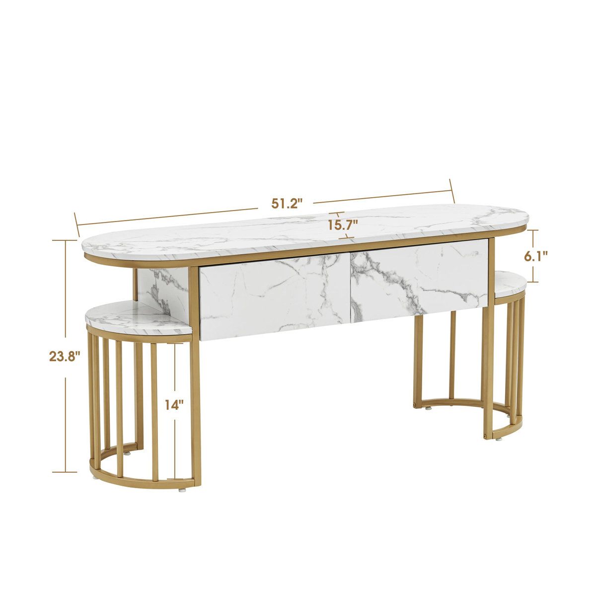 Mercer41 Malyk 51'' Sofa Table,Faux Marble Top Console Table With Gold ... pertaining to Understanding the Design Elements of Contemporary Console Tables