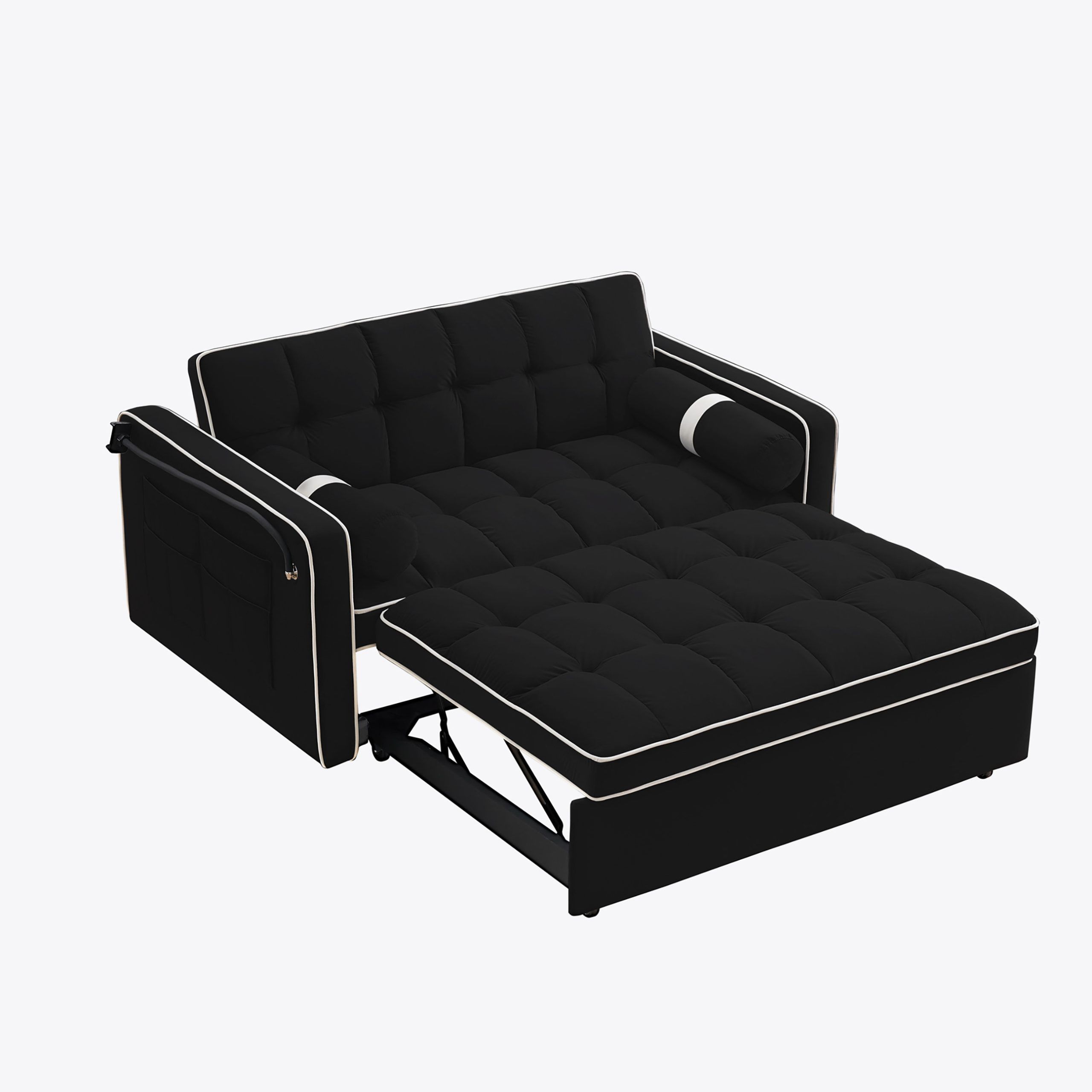 Mercer41 Sleeper Sofa Couch W/Pull Out Bed, 55" Modern Velvet ... regarding Maximizing Small Spaces with a Stylish Black Velvet Sleeper Sofa