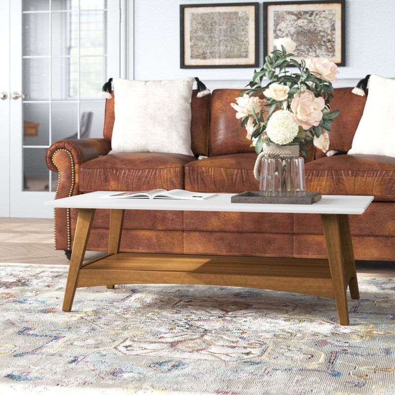 Mercury Row® Quint Mid Century Modern Coffee Table - Castanho/White ... inside Quint Accent Table