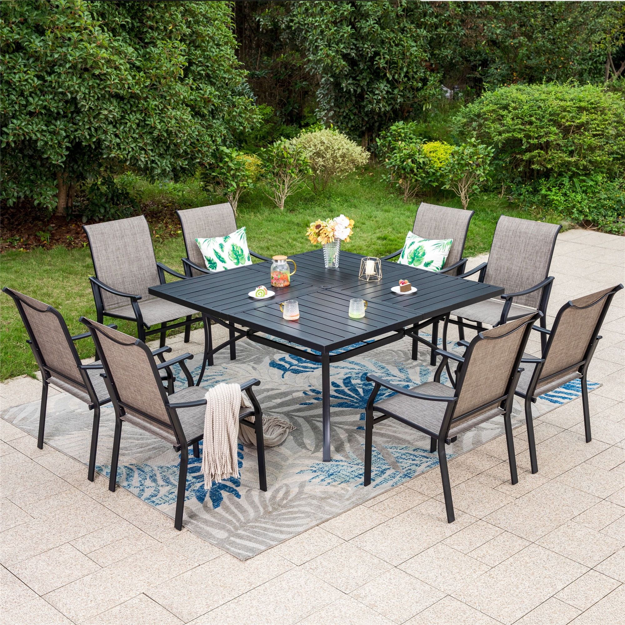 Mf Studio 9-Piece Outdoor Dining Set, Large Square Table & 8 Textilene ... inside Creating comfortable dining areas that adapt to changing needs