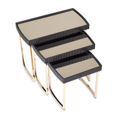 Michael Amini Lisbon Nesting Tables - Set Of 3 - Silken Matte Cream throughout Lisbon Nesting Tables, Set Of 3, Silken Matte Cream