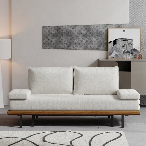 Mid Century Modern Pull Out Sofa Bed White Wood Convertible Sleeper ... for Why a White Rue Sofa Bed Might Be Your Next Smart Furniture Choice