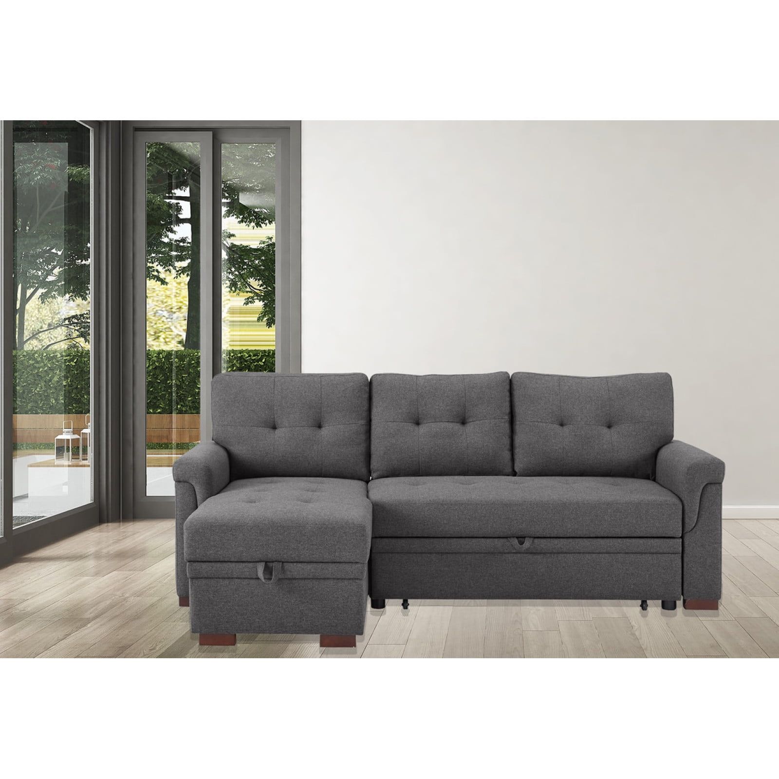 Miekor Furniture Destiny 84" Dark Gray Linen Reversible Sleeper ... with regard to The art of choosing the right sectional that balances style and practicality
