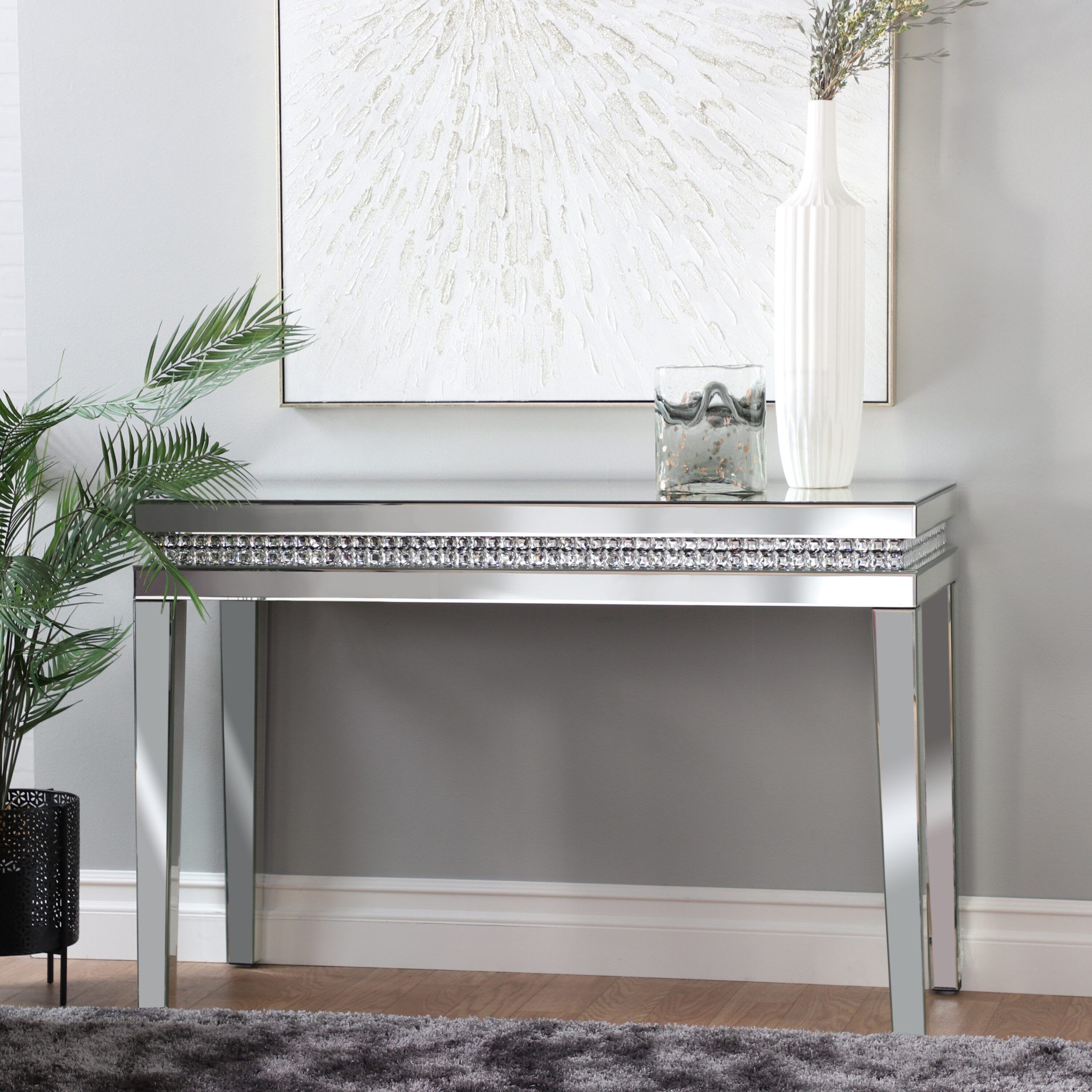 Mirrored Sofa Table In Silver | Cabinets Matttroy regarding Glenview Glam Mirrored Console Table - Matte Silver