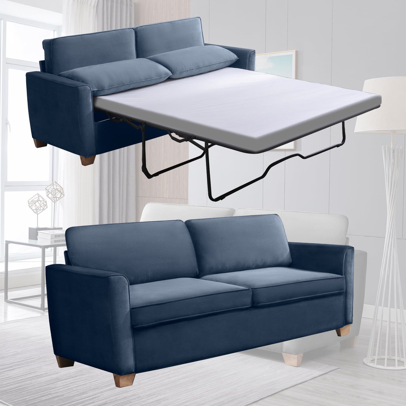 Mixoy Velvet Loveseat Sleeper Sofa Bed, 2-In-1 Pull Out With Included ... inside Pretson Sofa Bed