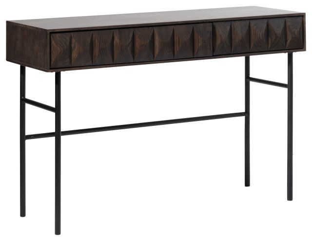 Modern 46" Wide 2-Drawer Console Table, Black - Industrial - Console ... inside Modern 46" Wide 2-Drawer Console Table, Black