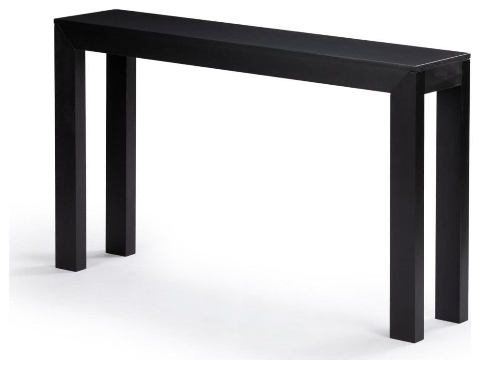 Modern Console Table, Narrow Design With Rectangular Top & Straight ... intended for Sleek Modern Console Table With Narrow Design And Solid Wood Rectangular Top, Pecan