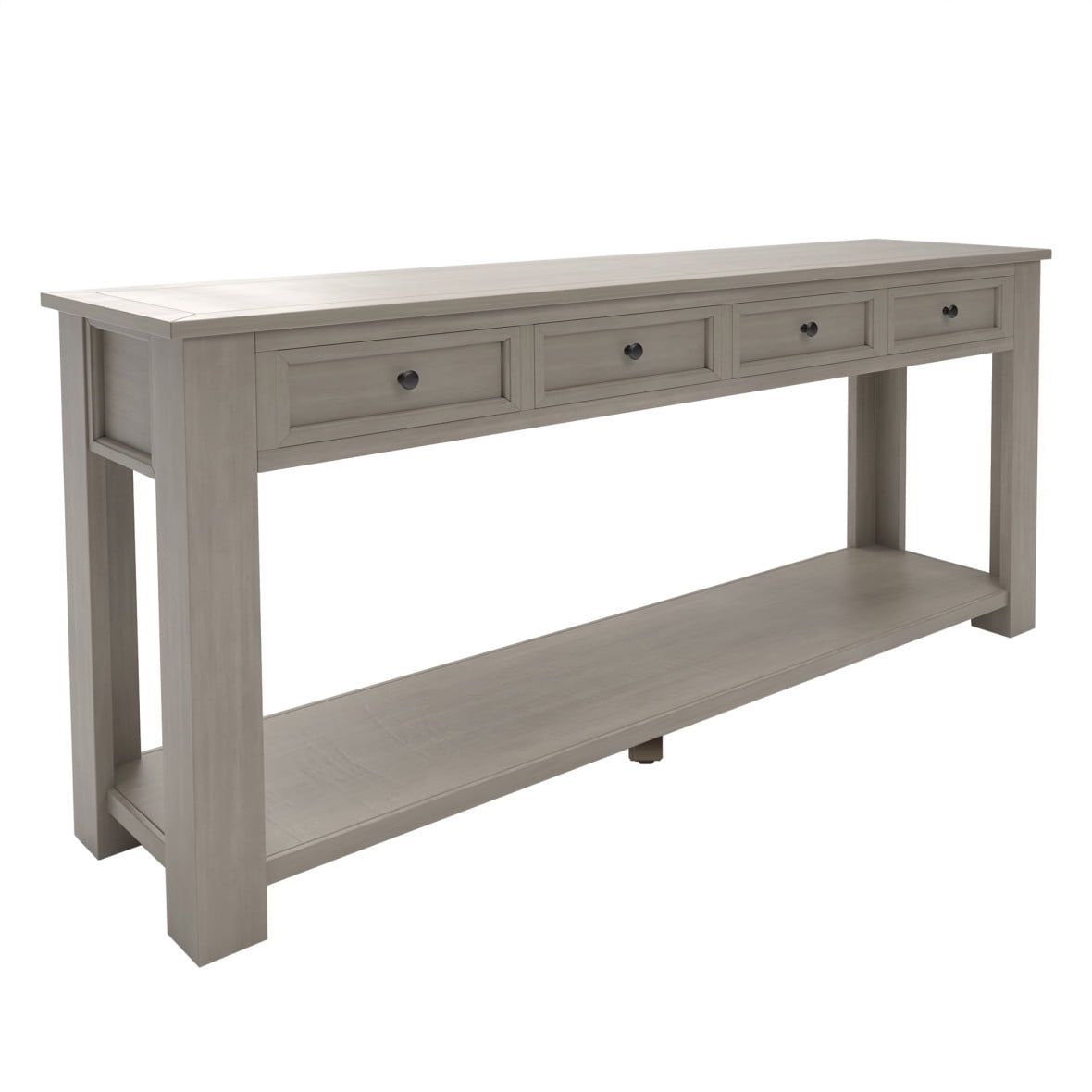 Modern Console Table With 4 Drawers, Wooden Sofa Table With Bottom ... with Elegant Narrow Console Table With 4 Drawers, Bottom Shelf & Distressed Finish, Gray Wash