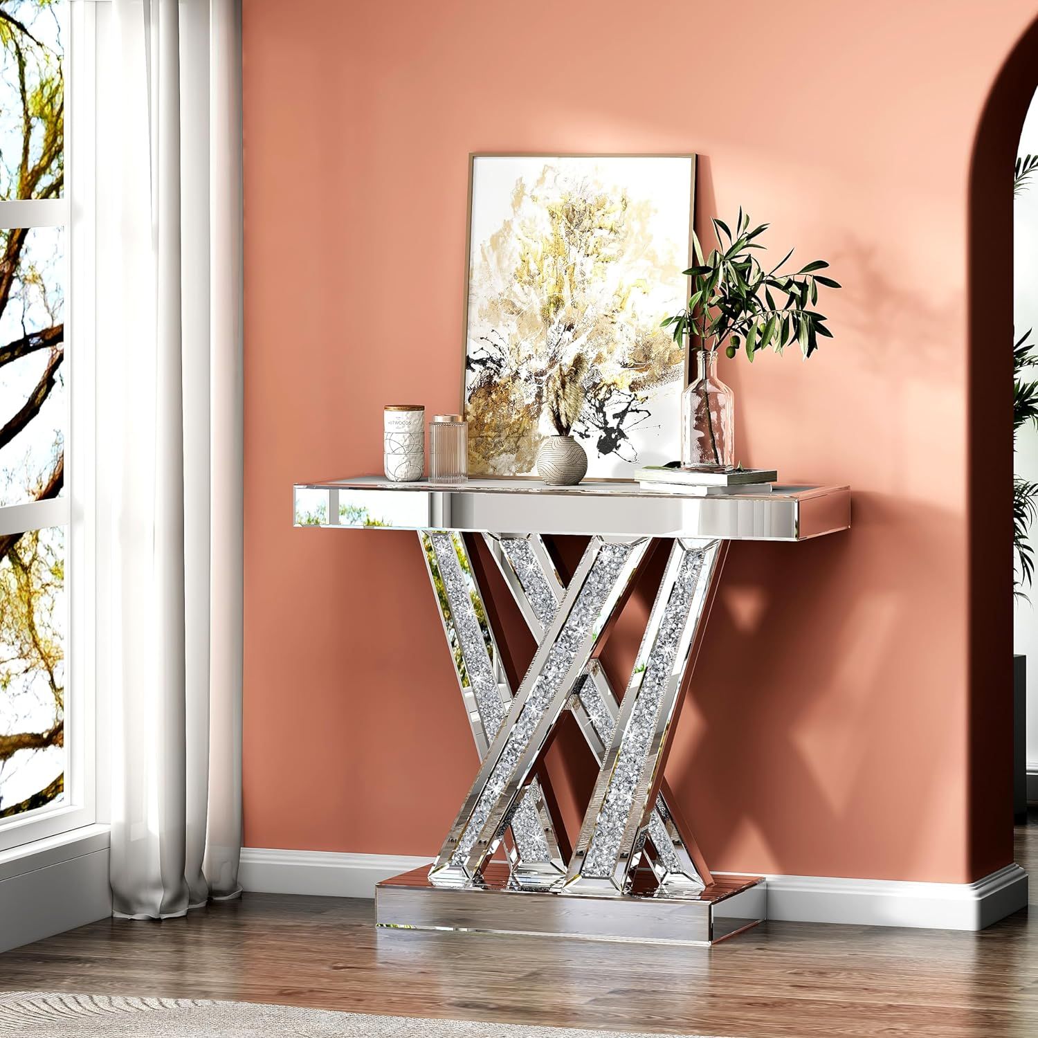 Modern Console Tables For Entryway Homcom Industrial Style Console pertaining to Gdf Studio Modern Console Table With Egg-Shaped Base, Beige