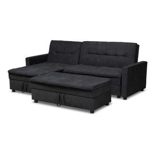 Modern Dark Grey Fabric Upholstered Left Facing Storage Sectional ... throughout Modern Dark Grey Fabric Upholstered Left Facing Storage Sectional Sleeper Sofa