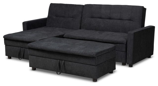 Modern Dark Grey Fabric Upholstered Left Facing Storage Sectional ... with regard to Modern Dark Grey Fabric Upholstered Left Facing Storage Sectional Sleeper Sofa
