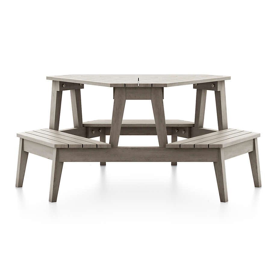 Modern Grey Stain Wood Outdoor Kids Picnic Table + Reviews | Crate & Kids in Polywood Kids Picnic Table, Slate Gray