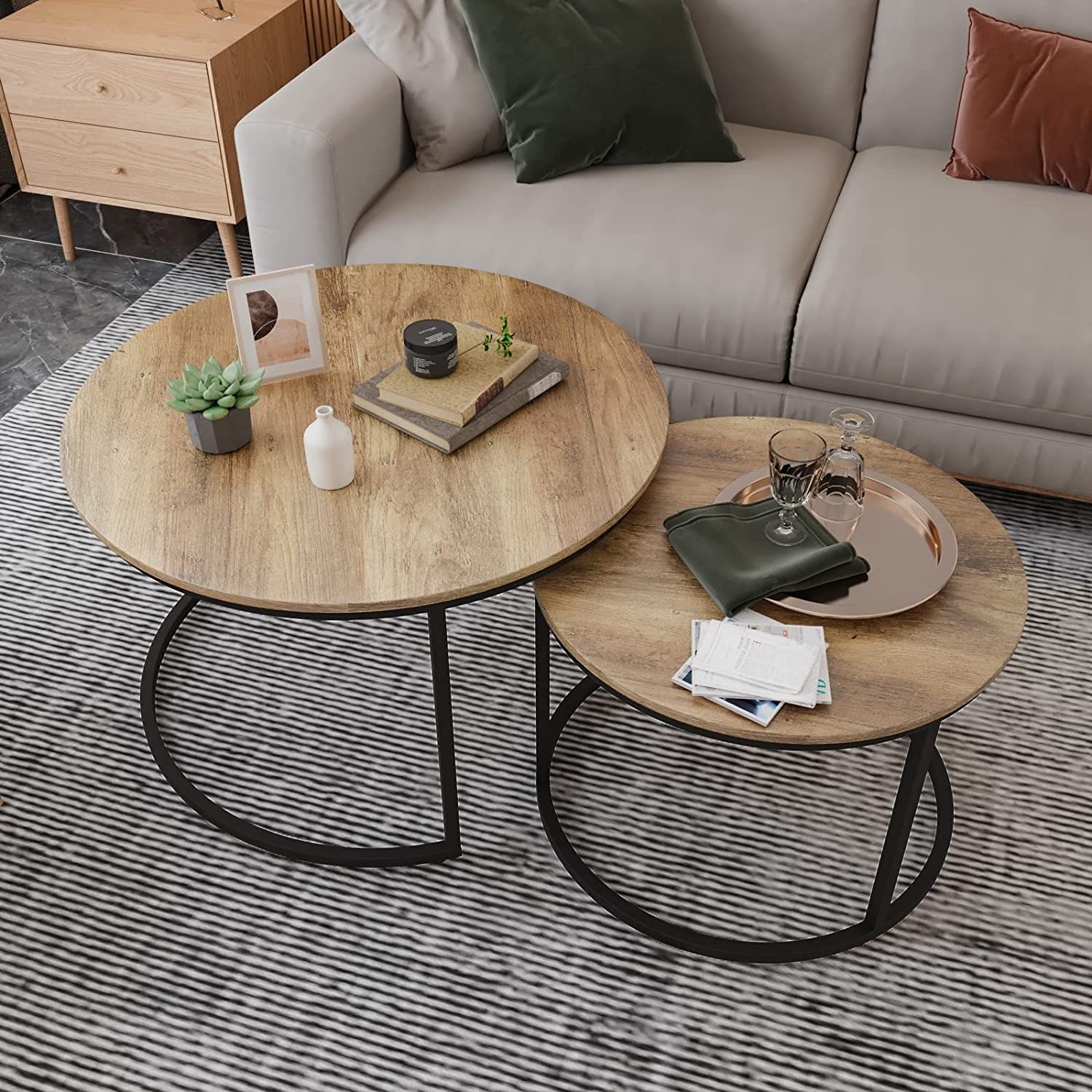 Modern Nesting Coffee Table With Adjustable Non-Slip Feet, Wooden ... with Understanding the Balance Between Form and Function in Contemporary Furniture