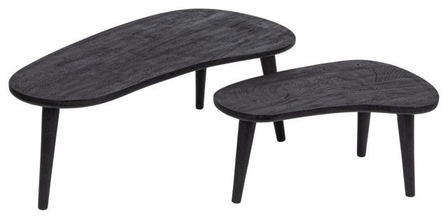 Modern Oblong Wood Nesting Tables, Black, Set Of 2 Sizes - Midcentury ... intended for Modern Oblong Wood Nesting Tables, Black, Set Of 2 Sizes