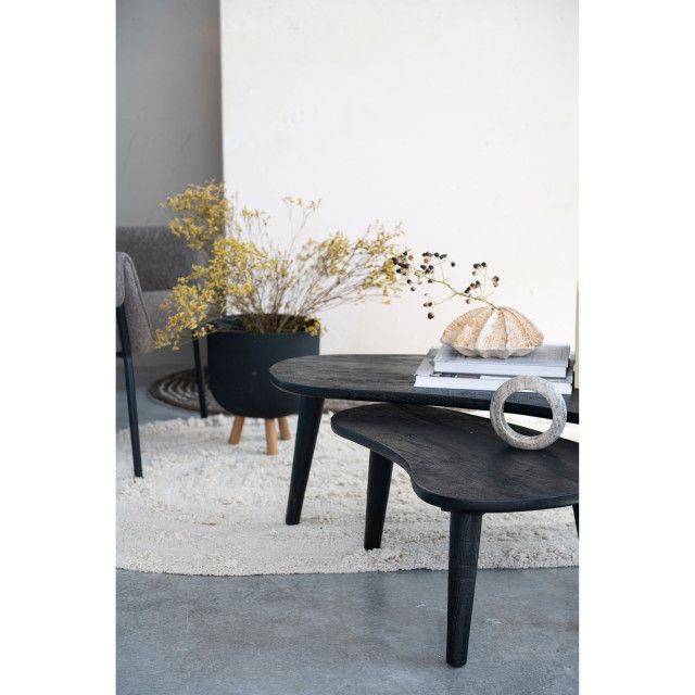 Modern Oblong Wood Nesting Tables, Black, Set Of 2 Sizes - Midcentury ... regarding Maximizing Your Space Small Apartment Solutions with Nesting Tables