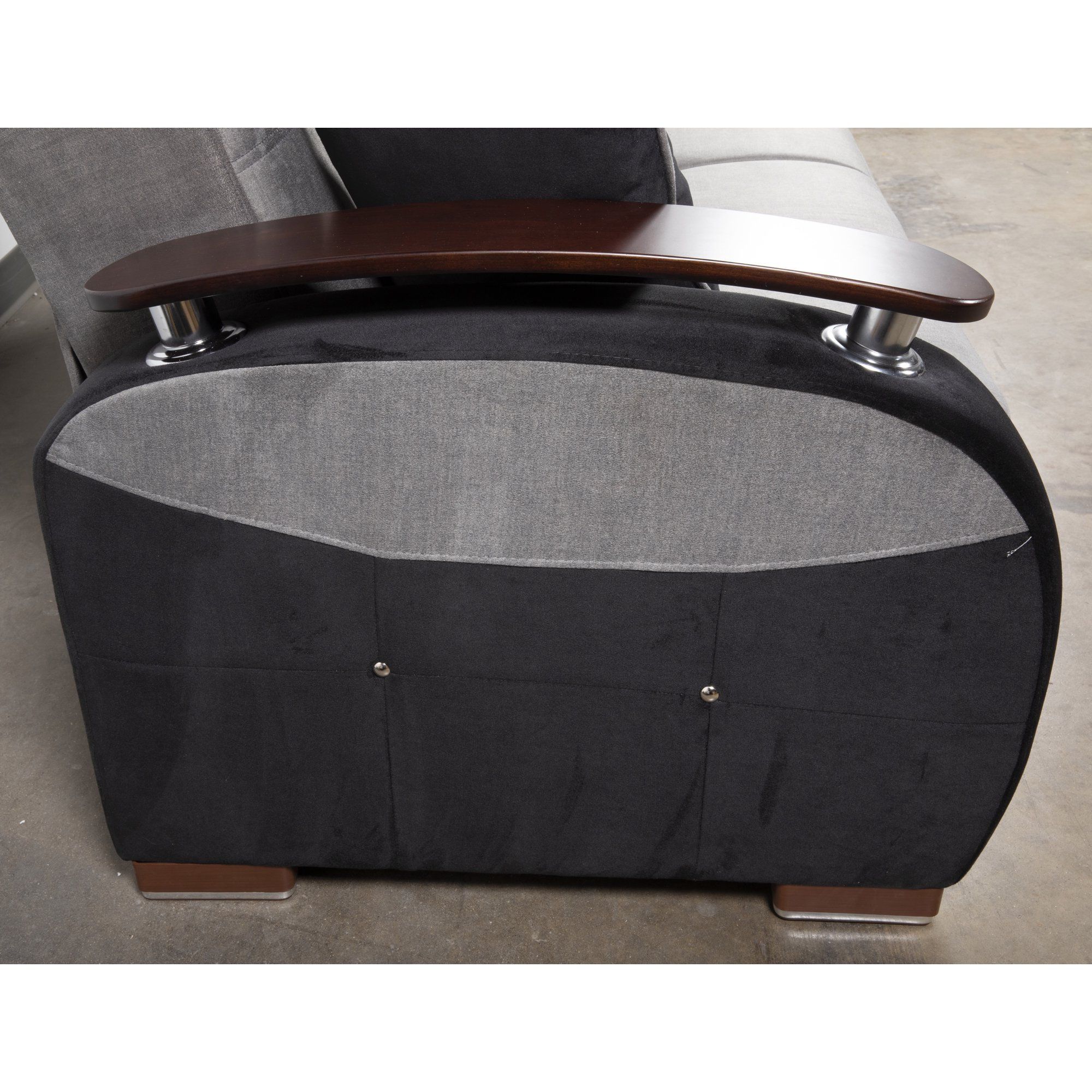 Modern Sleeper Sofa, Soft Microfiber Seat & Elegant Curved Wooden Arms ... for Elegant Gray Sleeper Loveseat With Tufted Microfiber Seat & Curved Arms