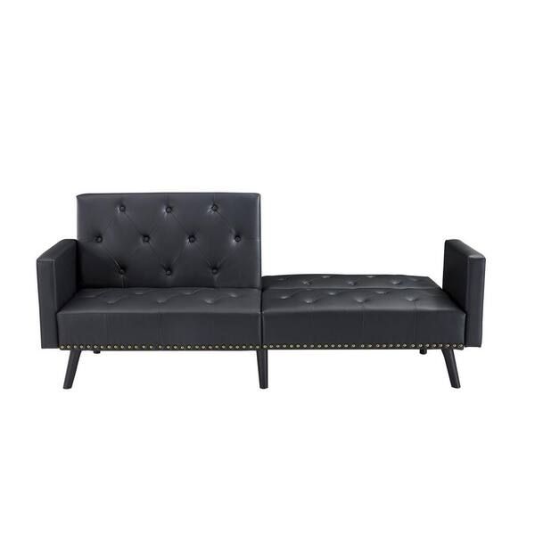 Modern Tufted Bonded Leather Sleeper Futon Sofa With Nailhead Trim ... throughout Understanding the Appeal of Contemporary Sleeper Sofa Designs