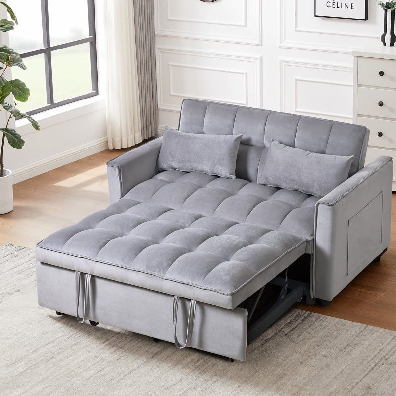 Modern Velvet Loveseat Futon Sofa Couch Pullout Bed, Small Love Seat ... with regard to Gewnee Modern Velvet Loveseat Futon Sofa Couch W/Pullout Bed