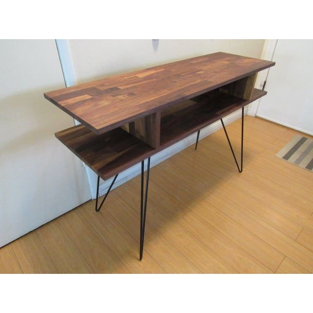 Modern Walnut Console Table | Chairish pertaining to Unlocking Storage Potential A Walnut Console Table Guide