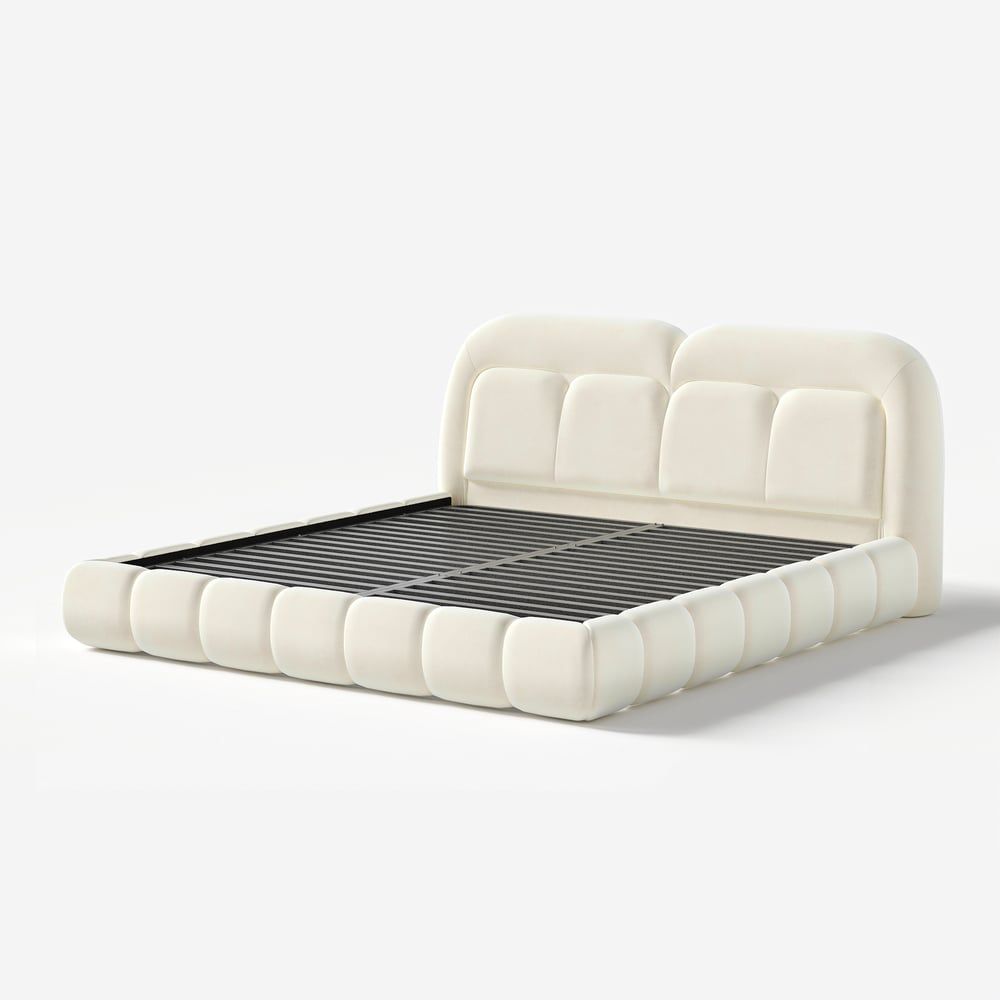 Modern White Boucle Upholstered Platform Bubble King Bed Frame|Homary within How Platform Bed Design Impacts Sleep Quality and Room Aesthetics