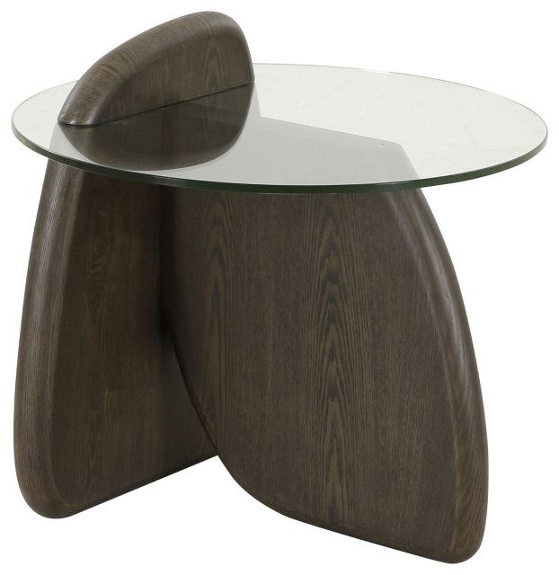 Modrest Buxton Mid-Century Modern Glass + Dark Walnut End Table - Transitional - Side Tables And ... regarding Why the Modrest Lusk Coffee and End Table Set Defines Modern Living