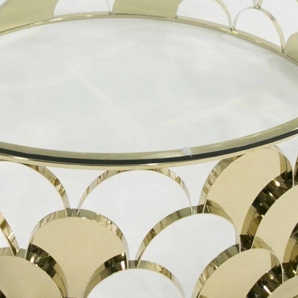 Modrest Javier Modern Glass & Gold Round Coffee Table - Kfrooms inside Modrest Larimer Modern Round Coffee Table Set