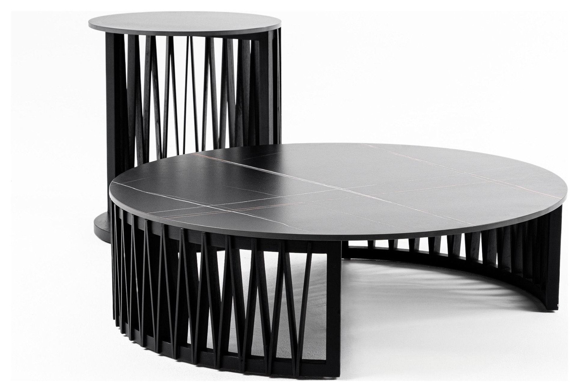 Modrest Larimer Modern Round Coffee Table Set - Industrial - Coffee ... regarding Modrest Larimer Modern Round Coffee Table Set