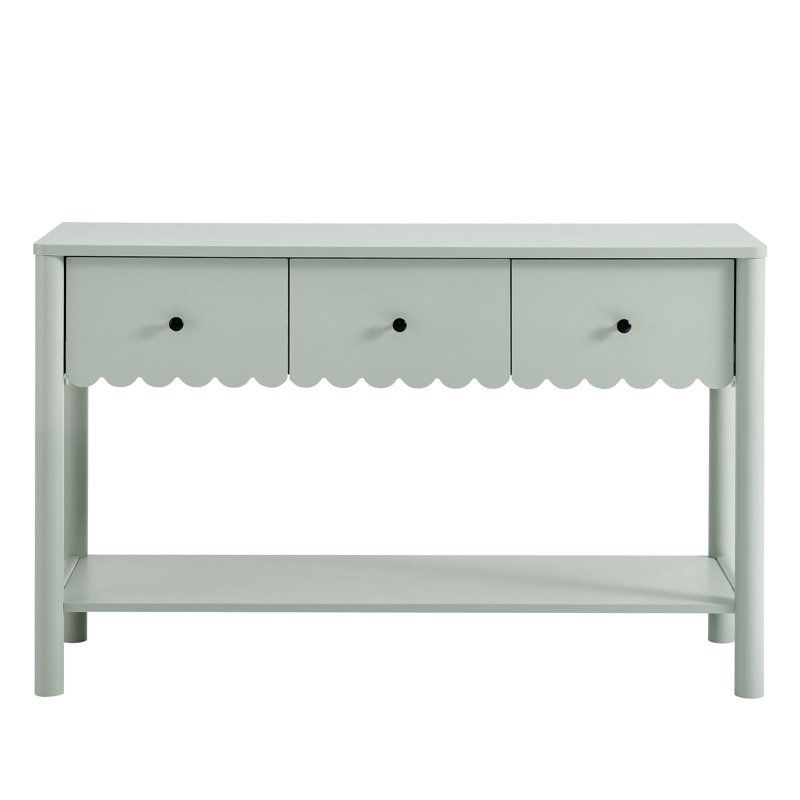 Modway Emmeline 3-Drawer Scalloped Console Table | Wayfair throughout Emmeline 3-Drawer Scalloped Console Table, Sage