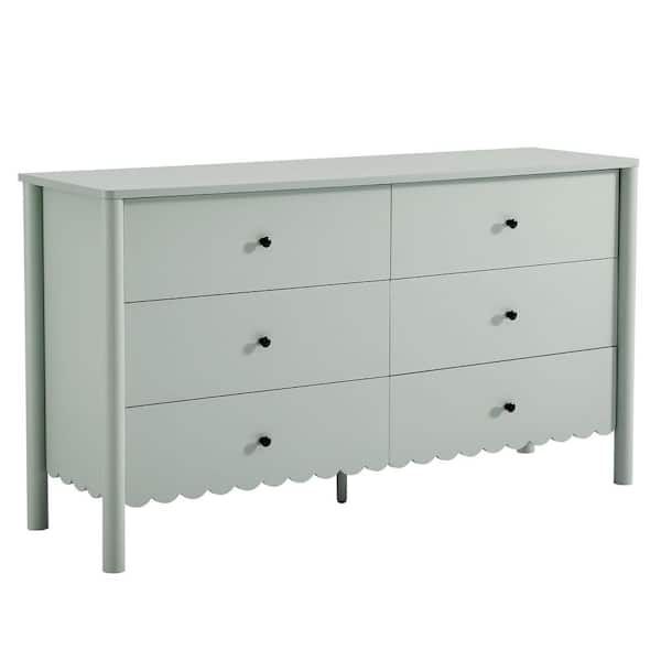 Modway Emmeline Scalloped 6-Drawer Dresser In Sage Eei-7157-Sge - The ... within Creating Visual Balance with Curved Edge Furniture Pieces