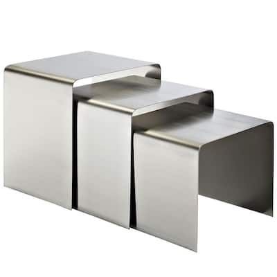 Modway Rush Stainless Steel Nesting Table In Silver Eei-286-Slv - The ... pertaining to Elevate Your Home Decor with the Timeless Appeal of Silver Nimble Nesting Tables