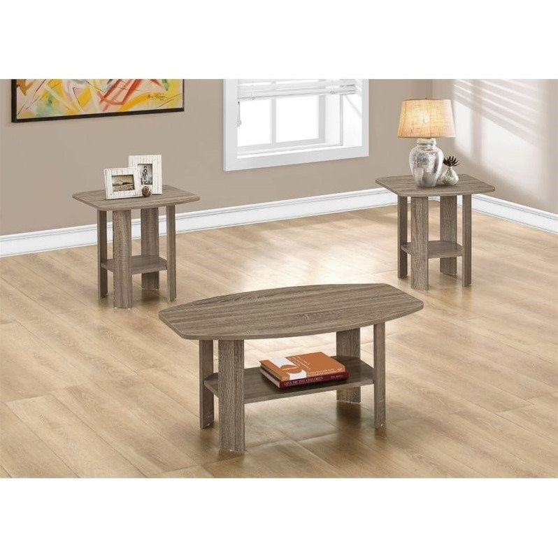 Monarch 3 Piece Coffee Table Set In Dark Taupe | Homesquare regarding Understanding the Art of Table Setting with 3 Piece Dark Taupe Collection