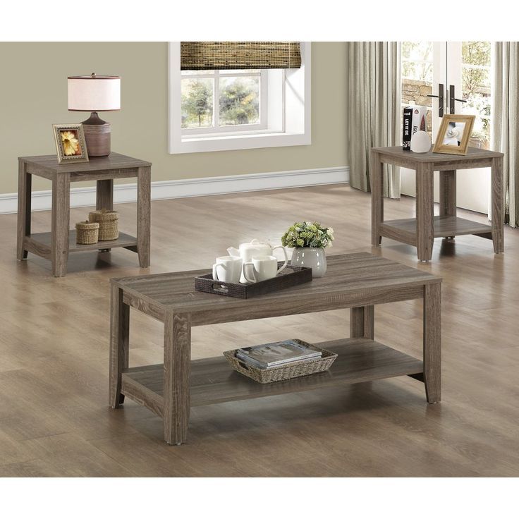 Monarch Specialties 3 Piece Occasional Set - Dark Taupe | Living Room ... within Table Set - 3Pcs Set / Dark Taupe