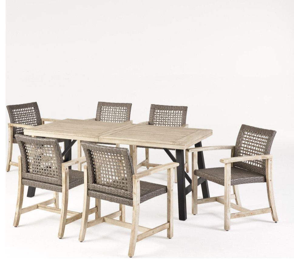 Monterey 6 Seater Outdoor Acacia Wood And Wicker Dining Set - Tropical ... with Maximizing space efficiency with Monterey 6 seater wicker and wood combinations