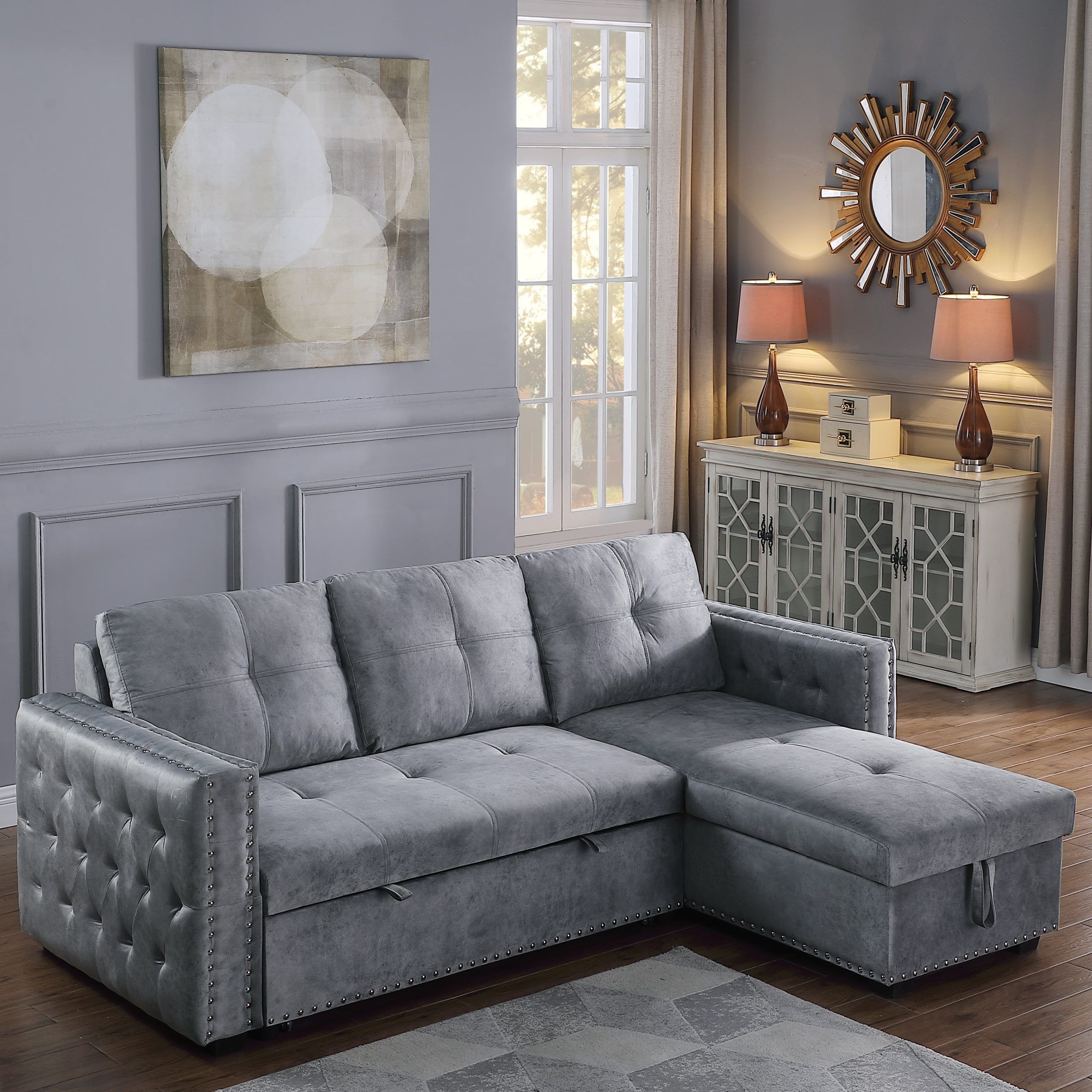 Morden Fort Comfy Sectional Sleeper Sofa With Storage, Reversible L ... with regard to Design Trends in Modern Living Spaces with Grey Velvet Sectionals
