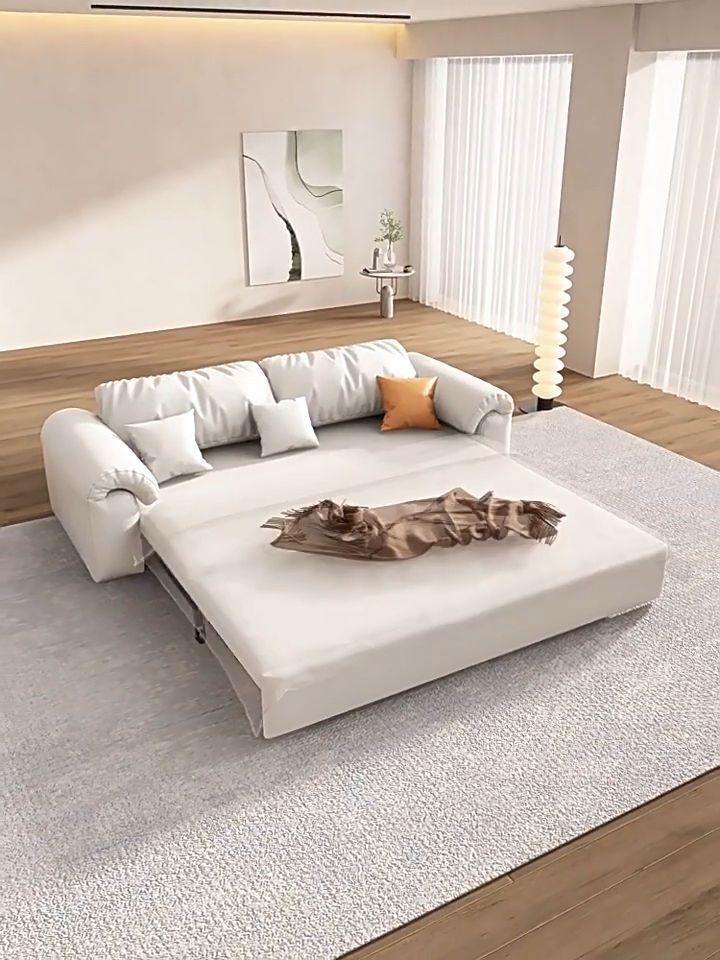 Multifunctional Matte Fabric Sleeper Sofa Bed With Underneath Storage ... in Technology Cloth Sleeper Sofa With Storage, Milky White. Sofa Bed 54X35X35"