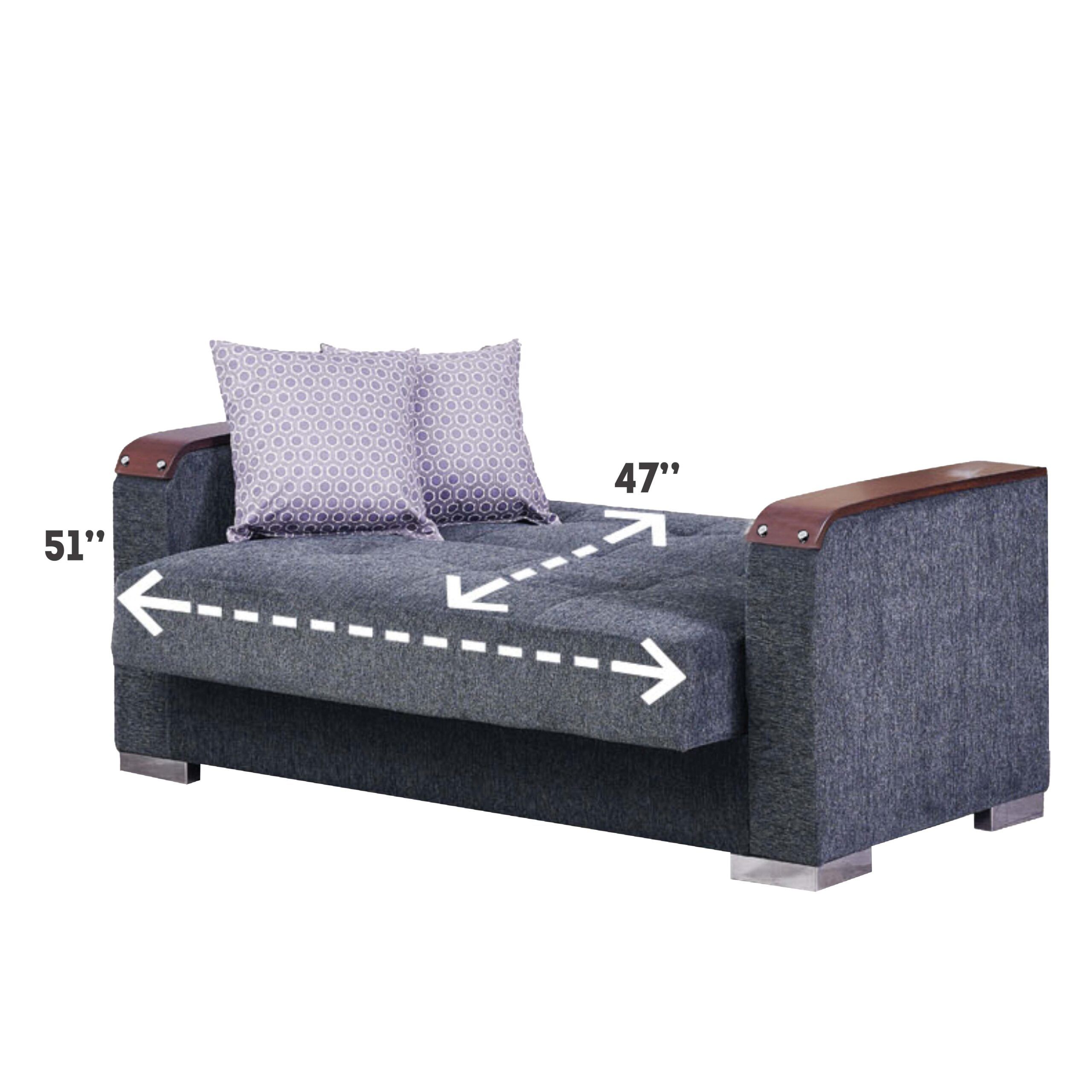 Munich - Empire Beyan Furniture throughout Beyan Signature Munich 65" Microfiber Convertible Sleeper Loveseat In Dark Gray