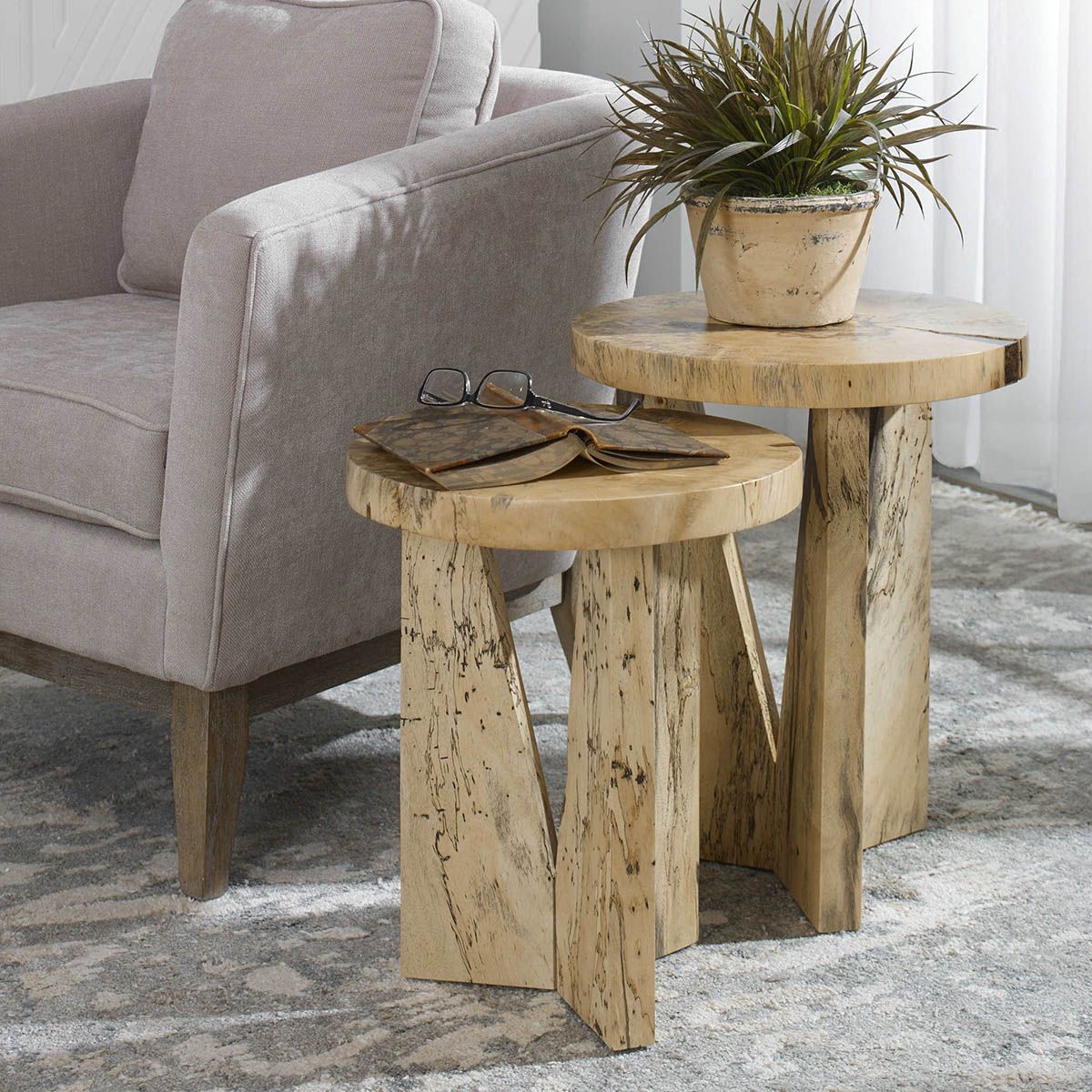 Nadette Natural Nesting Tables (Set Of 2)- Uttermost with Uttermost Nadette Blue Nesting Tables, 2-Piece Set