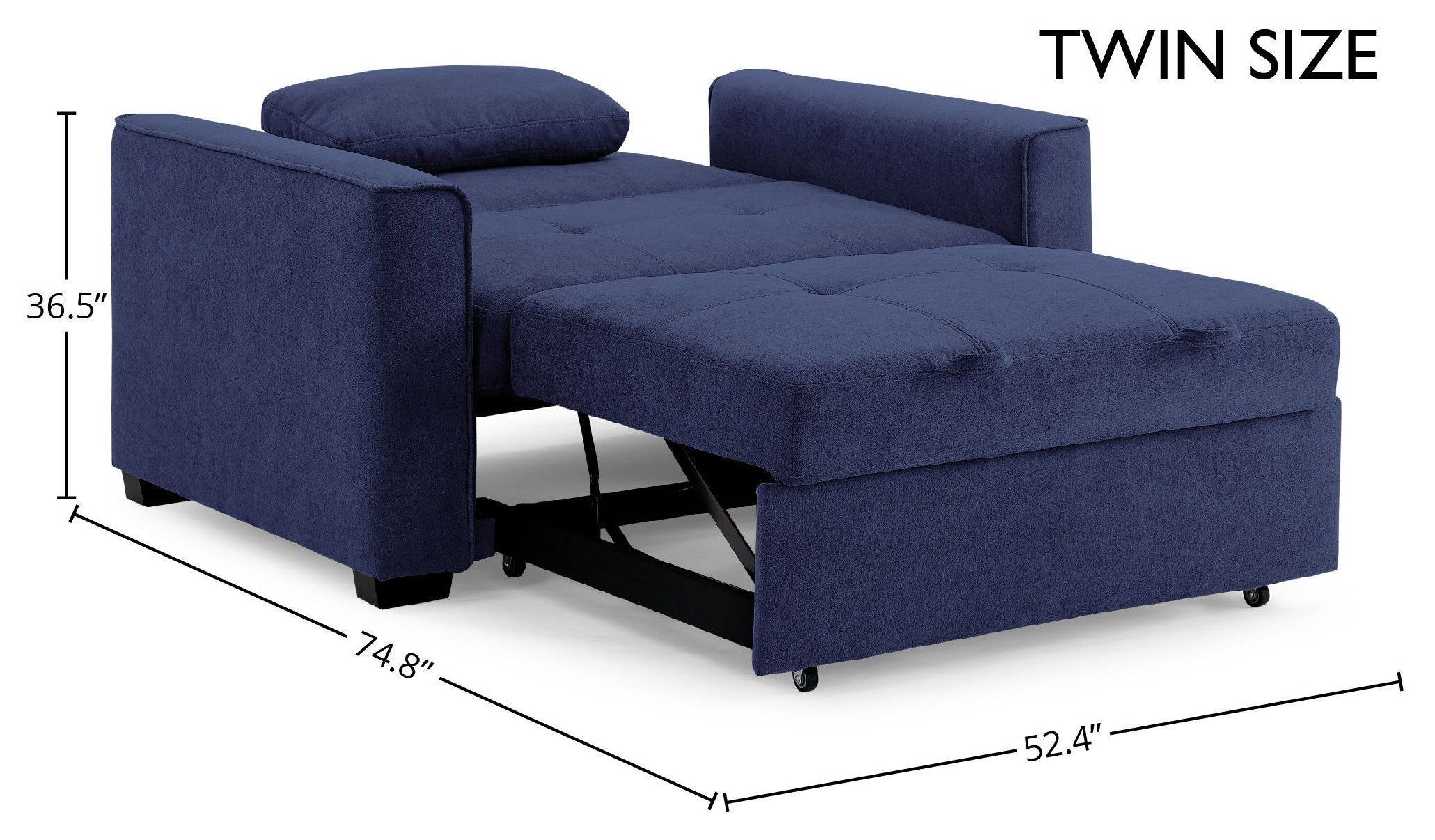 Nantucket Pull-Out Chenille Sleeper Sofa With Accent Pillows, Twin ... throughout Nantucket Pull-Out Chenille Sleeper Sofa With Accent Pillows, Charcoal, Twin