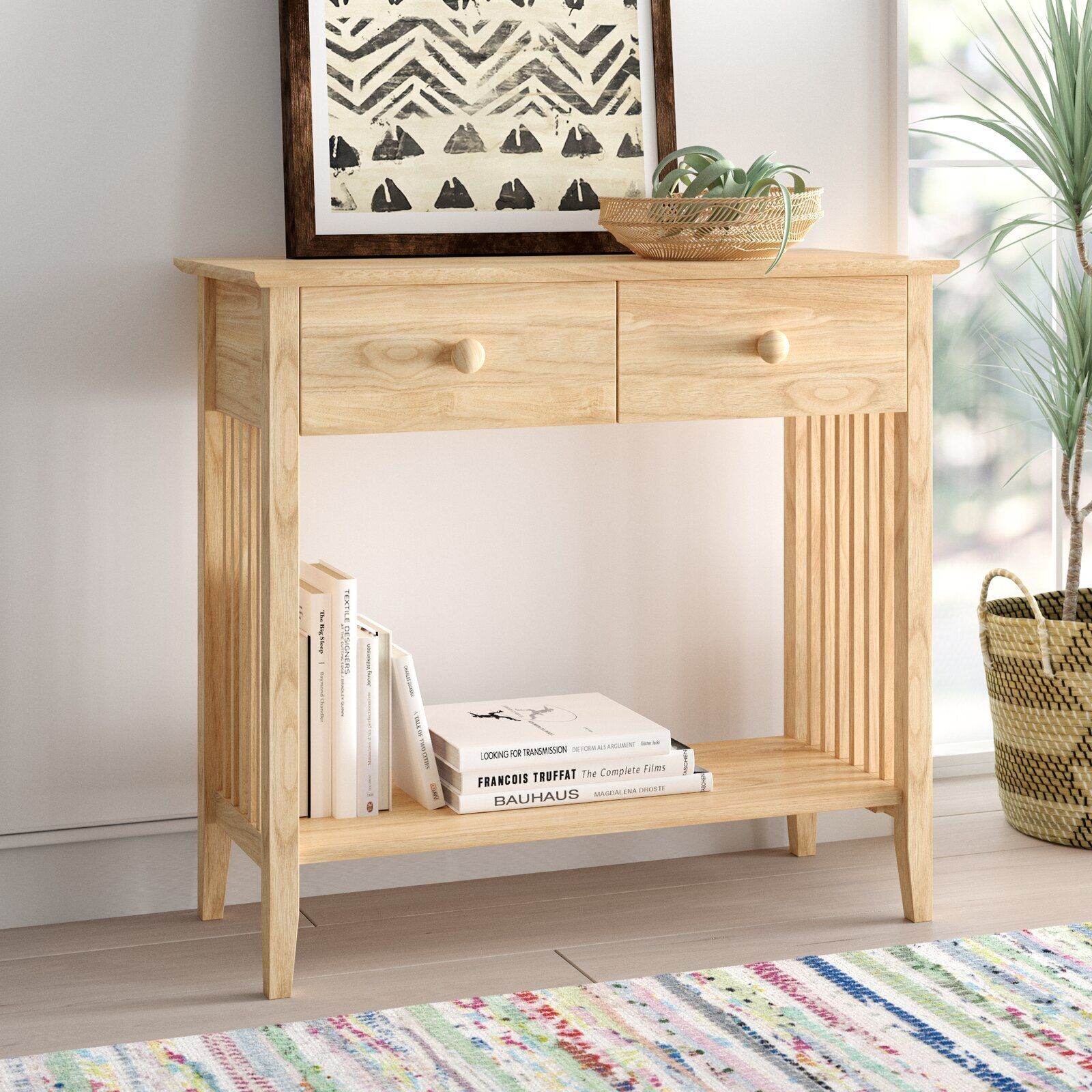 Natural Wood Console Table - Designer Picks & Photos with regard to Understanding the Artistry Behind Hand Carved Wooden Console Tables