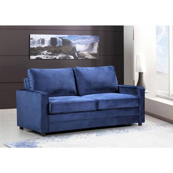 Navy Velvet Sleeper Sofa | Cabinets Matttroy with regard to Percy 55.5" Navy Teddy Velvet Sleeper Loveseat Explained