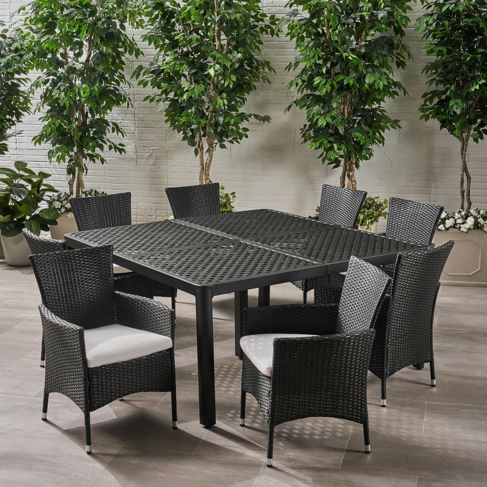 Nelly Outdoor Aluminum And Wicker 8 Seater Dining Set | Ebay in How modern outdoor dining sets transform backyard entertaining spaces