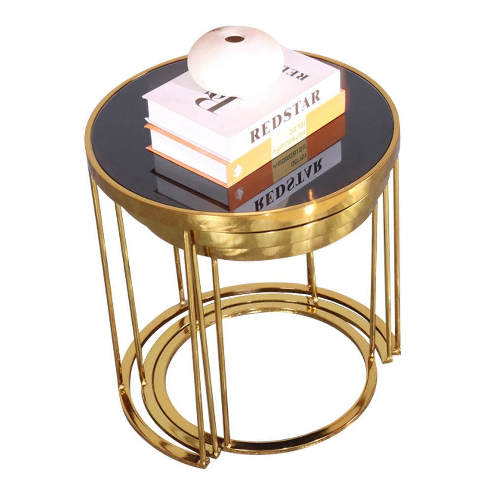 Nesting Table; 3Pcs Set, Gold/Black - T&amp;amp;C throughout Understanding the Craftsmanship Behind Surya Sauska SAK-001 Collection