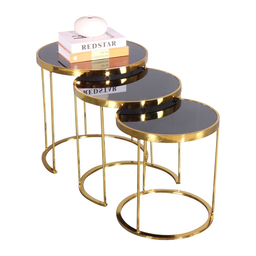 Nesting Table; 3Pcs Set, Gold/Black - T&amp;amp;C with regard to Understanding the Craftsmanship Behind Surya Sauska SAK-001 Collection