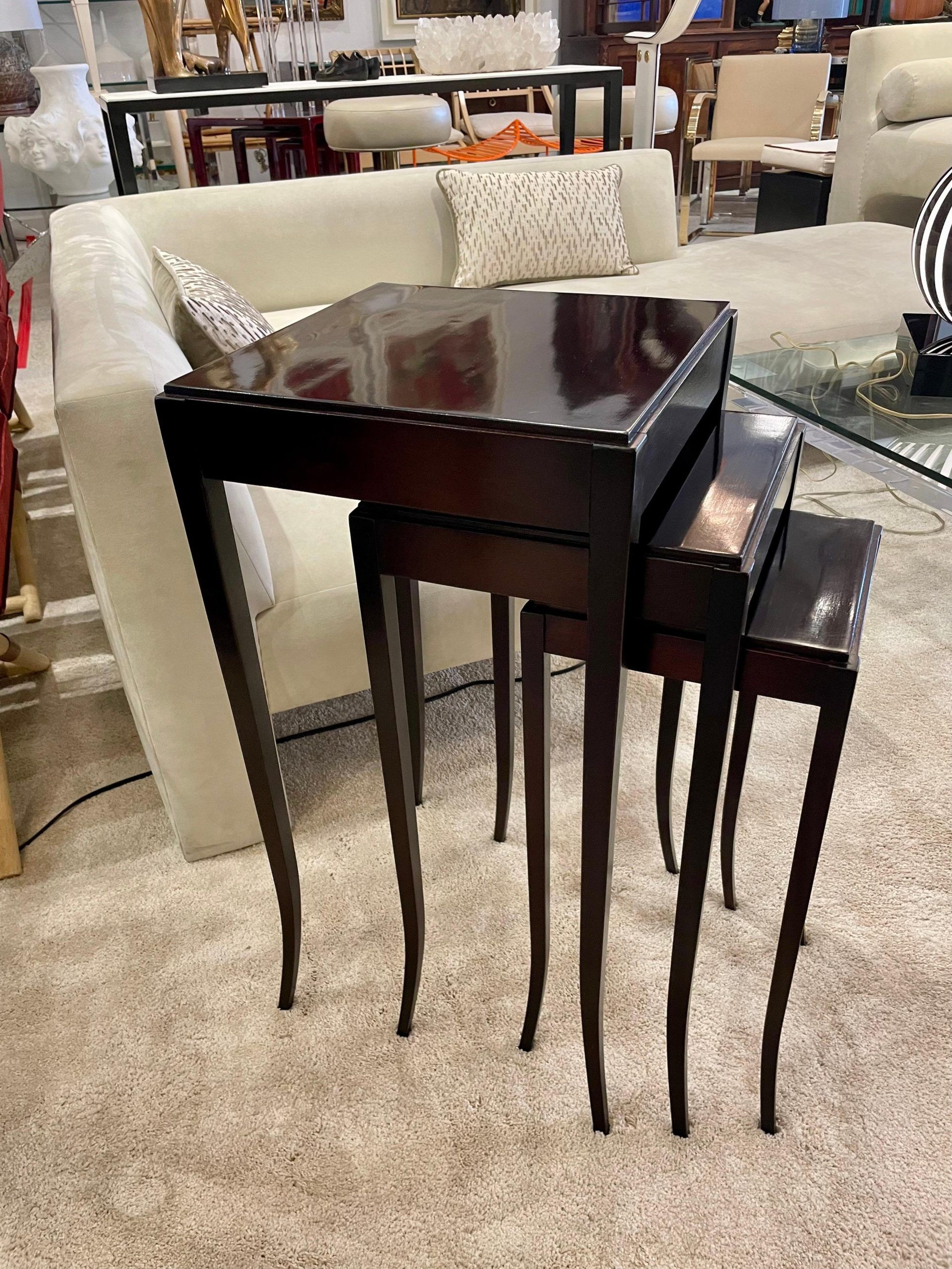 Nesting Tables In Dark Mahogany For Baker Furniture, 3 In The Set For ... throughout Building Blocks of Style How Lynda Nesting Tables Create Functional Beauty in Any Room