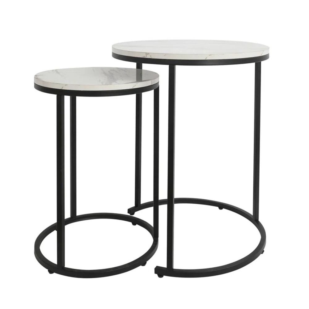 Nimbus – Set Of Two Marble Top Nesting Table With Metallic Frame ... intended for Large Stone Top Nesting Table