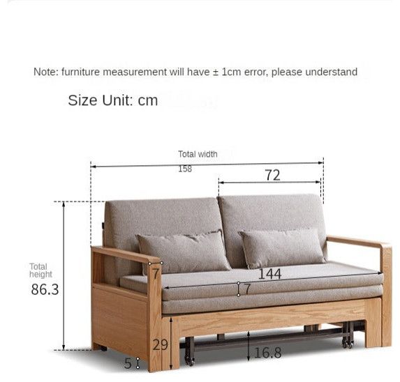 North American Oak Solid Wood Sofa Bed Modern Multifunctional ... intended for North American Oak Solid Wood Sofa Bed Sleepers Sofa, Gravel White 2.13M Sofa Bed 84.1X34.5X34.5Inch